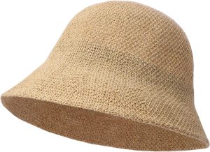 Women Mesh Woven Bucket Hat, Crochet Bucket Hat for Women Beach Hat, Trendy Sun Hat Packable Foldable